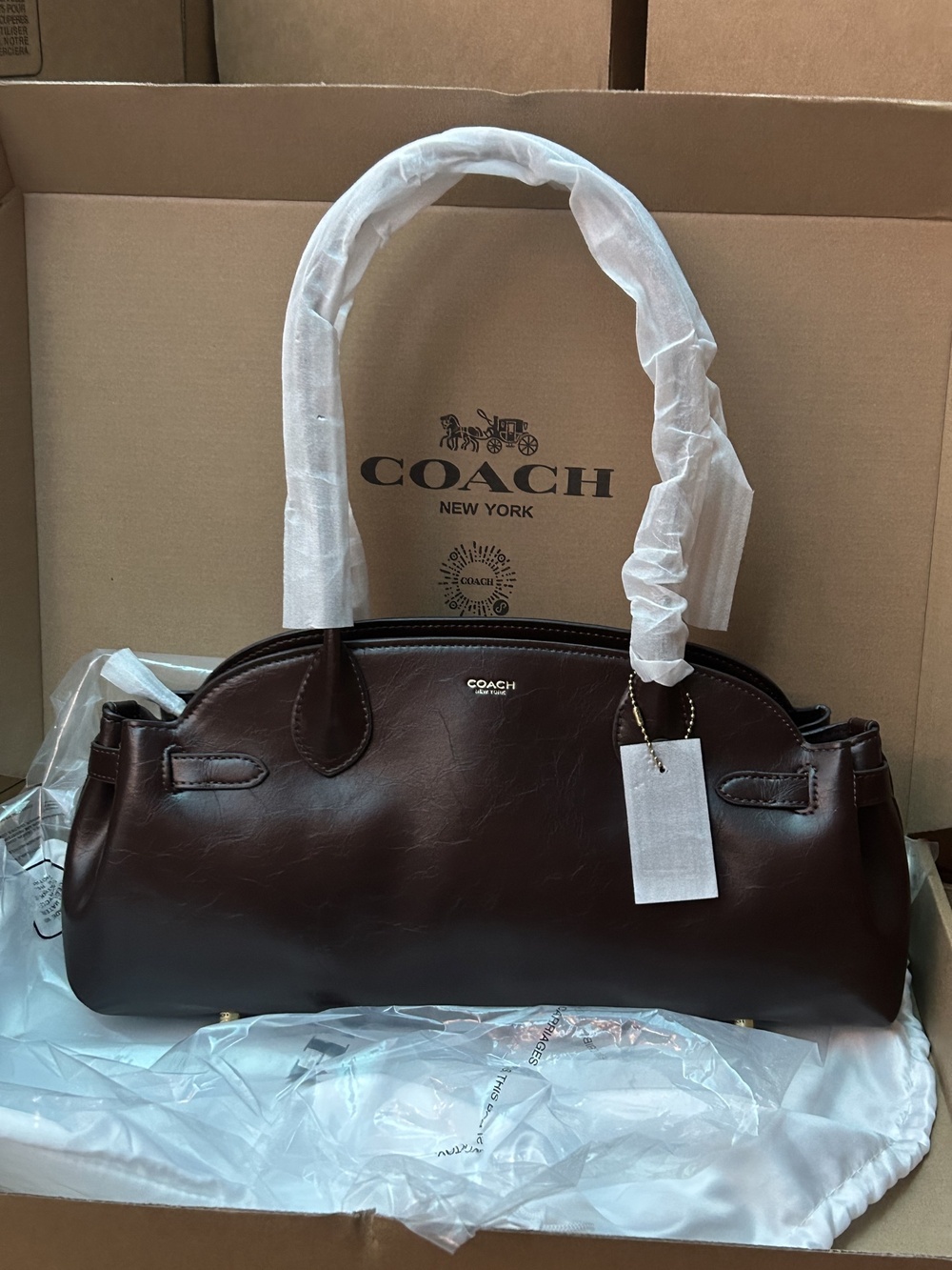 Coach brown long-handled 34-inch tote bag - Picture 1 of 10